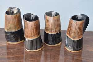 แก้วเขาควายคุณภาพดีที่สุด ชุดของขวัญราคาถูก เป็นมิตรกับสิ่งแวดล้อม แก้วเซรามิกสไตล์ไวกิ้งแบบกำหนดเอง แก้วยุคกลางแบบใช้ซ้ำได้ - Product Image 4