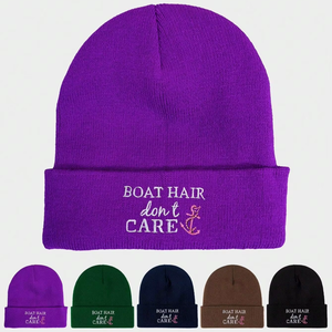 Gorro de Punto Acrílico Personalizado con Eslogan Bordado, Gorro de Invierno Cálido, Gorro de Calavera con Puño, Unisex, Casual, de Moda, OEM, Venta al Por Mayor - Product Image 1