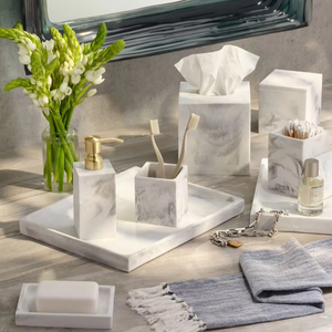 Ensemble de salle de bain écologique en résine super résistante, 6 pièces, décoration de luxe pour la maison, prix d'usine de haute qualité - Product Image 1