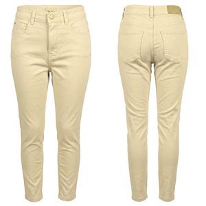 Jean décontracté pour femme, taille mi-haute, cinq poches, coupe droite, teint en pièce, lavable, respirant, longueur intégrale, 7,23 oz, Printemps-Été - Product Image 3