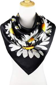 Pañuelo de Cabeza con Estampado Floral para Mujer, Diseño de Moda, Pañuelo de Seda y Satén, Bufanda para Mujer - Product Image 3