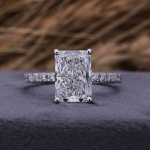 IGI Citified Radiant Cut Lab Grown Diamond Anillo de compromiso Pave Setting para regalo de fiesta de aniversario de boda para anillo de promesa - Product Image 1