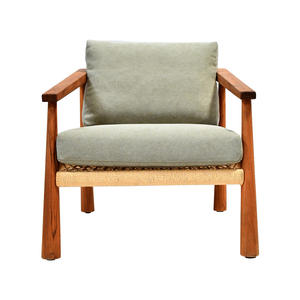 Chaise longue en teck naturel moderne, imperméable, écologique, durable, avec assise rembourrée confortable pour un intérieur contemporain - Product Image 2