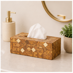 Handcrafted Geometric Wooden Inlay <b>Tissue</b> Box Cover Luxurious Eco-Friendly Rectangular <b>Tissue</b> Holder For Home Office And Hotels - Product Image 2