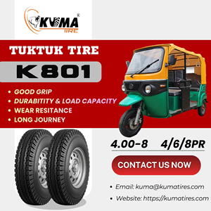 Neumático sin Cámara para Motocicleta TUK TUK 4.00-8, Nuevo, de Alta Calidad, Fabricado con Caucho Natural, Modelo K801, Negro, 12 Meses de Garantía - Product Image 1