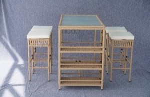 Bamboo <b>Bar</b> <b>Table</b> <b>Set</b> With 2 <b>Stools</b> Natural Handmade Modern Home Decoration Furniture - Product Image 1