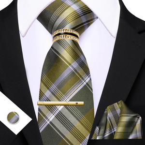 Conjunto de Corbata a Cuadros Colorida para Hombre, Corbata Tejida, Pañuelo de Bolsillo, Mancuernillas con Anillo para Corbata, Clip para Corbata, Accesorios para Traje de Boda - Product Image 1