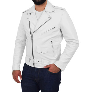 Blouson Bomber en Cuir Blanc Grande Taille Personnalisé OEM pour Motard, Nouvelle Collection Hiver 2026, Haute Qualité, Style Zippé - Product Image 3