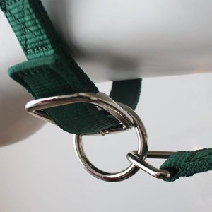 Harnais de cheval tissé vert avec boucles métalliques et sangles réglables pour l'équitation, avec support de nuque rembourré - Product Image 4