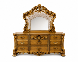 Royal Aurelia Palace Bedroom Collection Imperial <b>Crown</b> Baroque Bedroom Set <b>King</b> Size Bed with Side Table and Dresser USA - Product Image 5