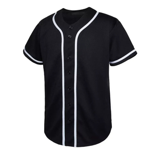 Jersey Baseball Logo Kustom Merah Lengan Pendek Kancing Depan Unisex Bahan Polyester Pakaian Olahraga untuk Softball Baseball Dewasa - Product Image 2