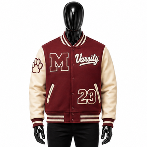 Veste de baseball vintage brodée avec logo personnalisé pour hommes et femmes, veste bomber de style universitaire, streetwear de haute qualité, manteaux de sport - Product Image 1
