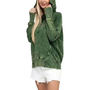 Sudadera con capucha de alta calidad para mujer, estilo acid wash, para ropa urbana, precio mayorista económico, sudadera con capucha gruesa, servicio OEM. - Product Image 2