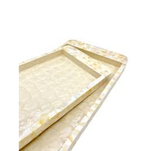 Handmade Mother Of Pearl Nacre Rectangle Serving Tray Luxury Decorative <b>Mop</b> Home Decor Platter With Metal <b>Handles</b> Best Price - Product Image 4