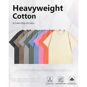 2025, paquete de 3 camisetas lavadas con ácido de gran tamaño para hombre, camisetas de verano básicas Vintage de peso pesado Unisex azul/gris/negro para comodidad Colo - Product Image 5