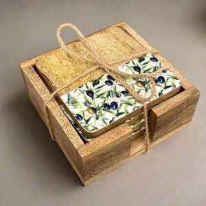 Sous-verres en bois faits à la main, écologiques, avec motifs peints, pour la maison ou le bureau, pour les boissons - Product Image 5