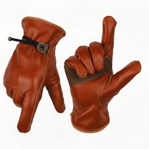 Guantes de Trabajo de Cuero para Exteriores con Correa Ajustable, Palma Reforzada, Guantes de Seguridad Duraderos para Conductor, Tendencia en el Mercado Europeo - Product Image 6