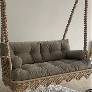 Columpio grande de macramé para balcón, jardín y hogar, silla colgante de macramé de algodón, silla columpio de macramé - Product Image 1