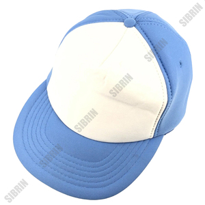 SIBRIN Custom Logo Unisex 6-Panel Baseball Cap White Blue Color Cotton Twill Fabric Premium Baseball <b>Hat</b> <b>Flat</b> Brim Snapback - Product Image 1