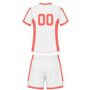 Conjunto de Camiseta y Pantalones Cortos de Rugby Color Naranja Coral y Blanco, Cuello en V, Uniforme de Equipo Personalizado, Ropa Deportiva Transpirable para Entrenamiento - Product Image 2