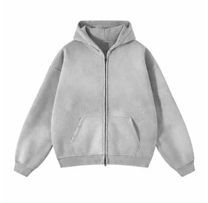 Men's Oversized <b>Zip</b>-Up Hoodie 100% Cotton French Terry Solid Color Casual Lined Breathable Winter Wear - Product Image 1