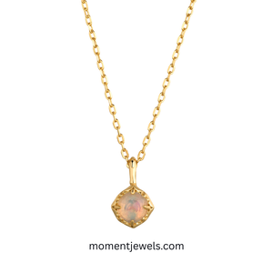Retro 925 Sterling Silver <b>Opal</b> <b>Necklace</b> for Women Natural Stone Round Geometric Pendant Cable Chain <b>Necklace</b> - Product Image 1