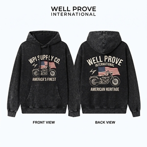 <b>Women</b> Vintage <b>Blue</b> Acid Wash Eco-Friendly Lined Winter <b>Hoodie</b> 400 GSM Heavyweight Cotton Fleece Custom Applique Embroidery - Product Image 4