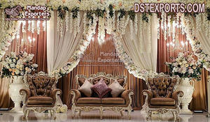 Ensemble Chaise et canapé décoratif pour mariage, décor asiatique, or blanc, meubles italiens, décor de nickel-hydrure métallique, pour scène de mariage - Product Image 2