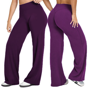 Pantalon de sport évasé taille mi-haute pour femme, tendance, élégant, pour le fitness et le yoga - Product Image 1