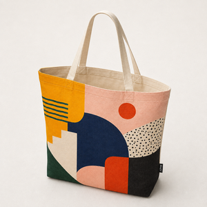 Promoción HINDVANTA GLOBAL: Bolsa de Mano de Lona con Estampado Geométrico, Cierre de Cordón/Hombro, Gran Capacidad, Bolsa de Compras - Product Image 5
