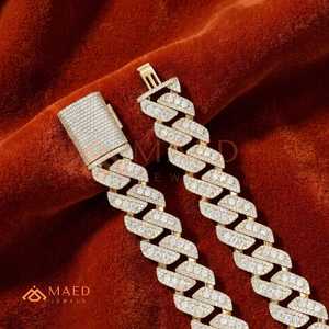 Gold Baguette Cuban Link Moissanite Chain Luxury Hip Hop <b>Necklace</b> Iced Out <b>Statement</b> Jewelry For Men Women - Product Image 2