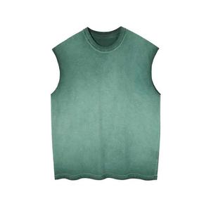 Camiseta sin mangas de punto para hombre, cuello redondo, color liso, ajuste regular, verde - Product Image 4