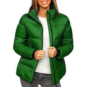 Women's <b>Burgundy</b> Quilted <b>Puffer</b> <b>Jacket</b> Stand Collar Full Sleeve Zipper Closure Winter <b>Jacket</b> Regular Length Solid Color - Product Image 4