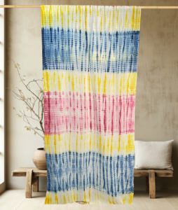 Rideau en coton imprimé tie-dye, fait main, style bohème, pour salon, chambre, hôtel, complexe hôtelier, taille personnalisée, vente en gros - Product Image 1