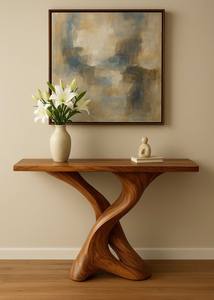 Mesa Consola de Madera Maciza Hecha a Mano con Diseño Moderno Minimalista para Muebles de Sala de Estar - Regalo de Lujo Personalizado - Product Image 4