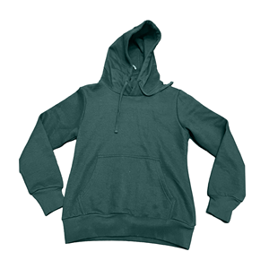 Unisex Dark Green Hooded Fleece <b>Jacket</b> Casual Autumn Solid Color Regular Sleeve <b>Pullover</b> Knitted Cotton Material - Product Image 3