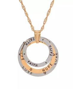 Two-Tone Love Hope Faith Tri <b>Ring</b> <b>Necklace</b> | 2028 - Product Image 2
