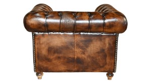 Sofá Individual de Cuero Color Beige con Elegante Sillón Chesterfield Tapizado en Cuero Color Beige para Sala de Estar - Product Image 2