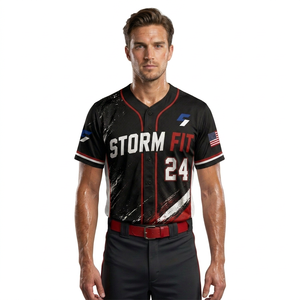Maillot de baseball personnalisé pour homme, manches courtes, sublimé, anti-humidité, coupe athlétique, toutes saisons, vêtements d'équipe - Product Image 3