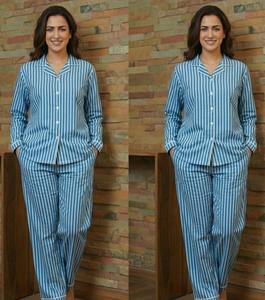 Premium Indigo Cotton Hand Printed Pajama Set <b>for</b> <b>Women</b> Floral Sleepwear Wholesale Factory Supplier India - Product Image 6