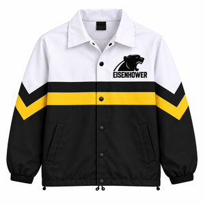Veste de coach personnalisée à rayures, football, basketball, col rabattu, coupe-vent, polyester, fermeture à pression, logo d'équipe - Product Image 6