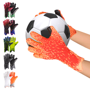 Football Goalkeeper Gloves Full Finger Sheepskin Leather PU Material Non-Slip Breathable Quick Drying Adjustable Wrist <b>Strap</b> - Product Image 1