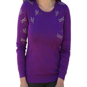 Direct Factory Supply Women's Casual Thin Flat Knitted Pullover <b>Jumper</b> Long <b>Sleeve</b> Viscose Nylon Sweater Logo Front New Arrival - Product Image 3