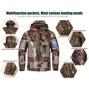 Veste de chasse en softshell camouflage d'hiver avec fermeture éclair intégrale, personnalisable avec logo, prix abordable, pour hommes et femmes, directement de l'usine - Product Image 5