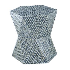 Handmade Mosaic Hourglass Side Table <b>Stools</b> Mother of Pearl Blue Diamond Lattice Inlaid Coffee <b>Stool</b> Living Room Furniture - Product Image 1