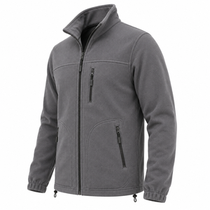 Chaqueta de Forro Polar Personalizada para Hombre, con Cierre Completo, Cuello Alto, Bolsillos con Cremallera, Abrigo Cálido para Invierno, Tono Neutro, Chaqueta de Forro Polar Personalizada - Product Image 5