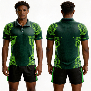 Custom OEM Logo Printed Sublimated <b>Polo</b> <b>Shirts</b> Polynesian Style Short-Sleeved <b>Polo</b> for Men - Product Image 2