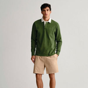Camisas Polo de Rugby de Manga Larga para Hombre, Tejido Resistente, Color Verde Oscuro, Camisa Polo Cómoda, Ideal para Atuendos Casuales - Product Image 3