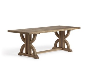 Solid Teak Wood <b>Dining</b> <b>Table</b> <b>Rustic</b> <b>Farmhouse</b> Style with Unique Double Pedestal Base, Handmade Wooden <b>Table</b> Supplier - Product Image 3