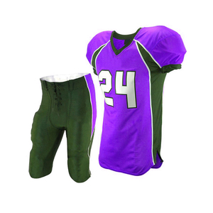 Uniforme de Fútbol Americano Personalizado, Jersey Rojo, Pantalones Verdes, Número 4, Sublimado, Cuello en V, Sin Mangas, Ropa Deportiva para Hombre Adulto - Product Image 5